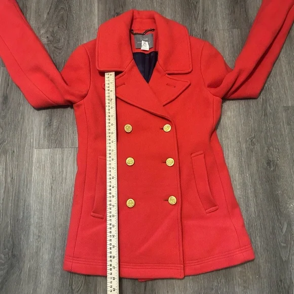J CREW STADIUM CLOTH NELLO GORI WOMEN SIZE 2 RED PEACOAT - Picture 9 of 16